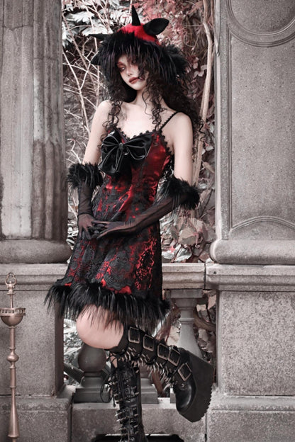 Dark Gothic Bow Slip Dress