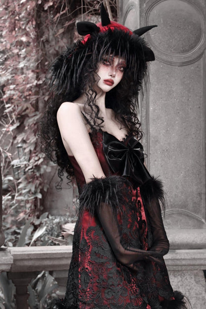 Dark Gothic Bow Slip Dress