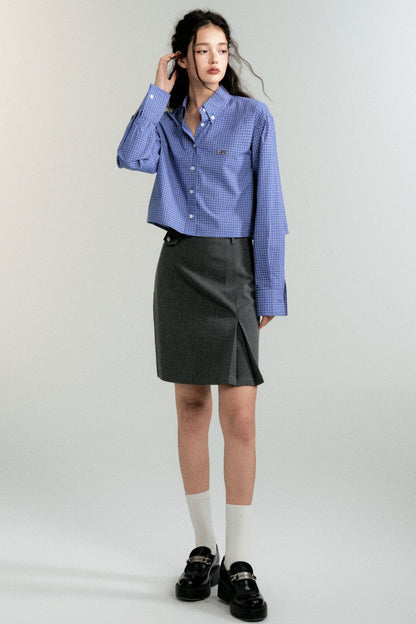 Kochi Blue Plaid Loose Cotton Shirt