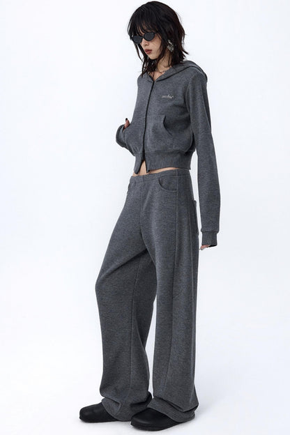 Split Curved Leg Fleece Pants