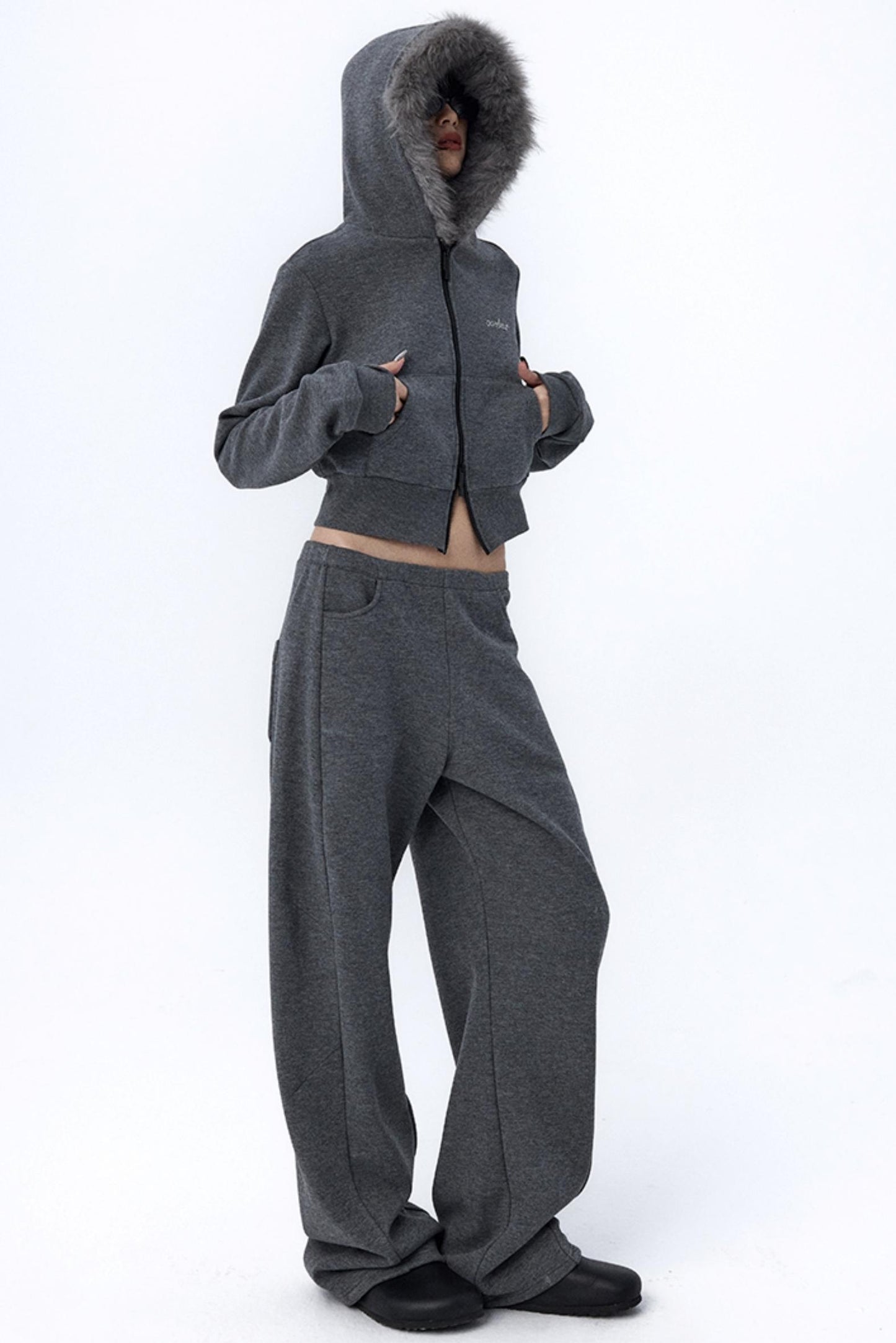 Split Curved Leg Fleece Pants