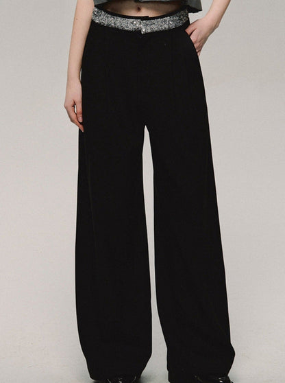 Mid Rise Sequin Track Pants