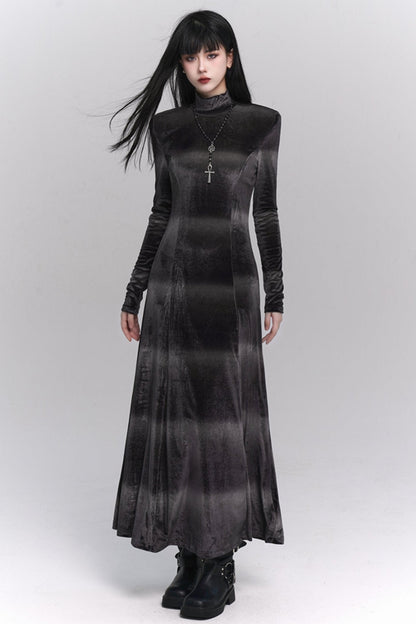 Gray Velvet Autumn Winter Dress