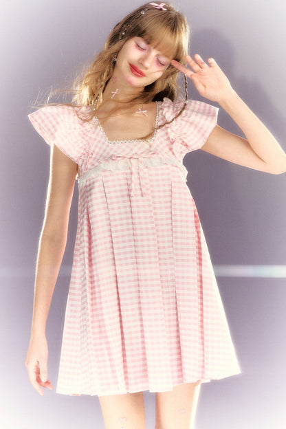 Girly Pink White Lace Doll Dress