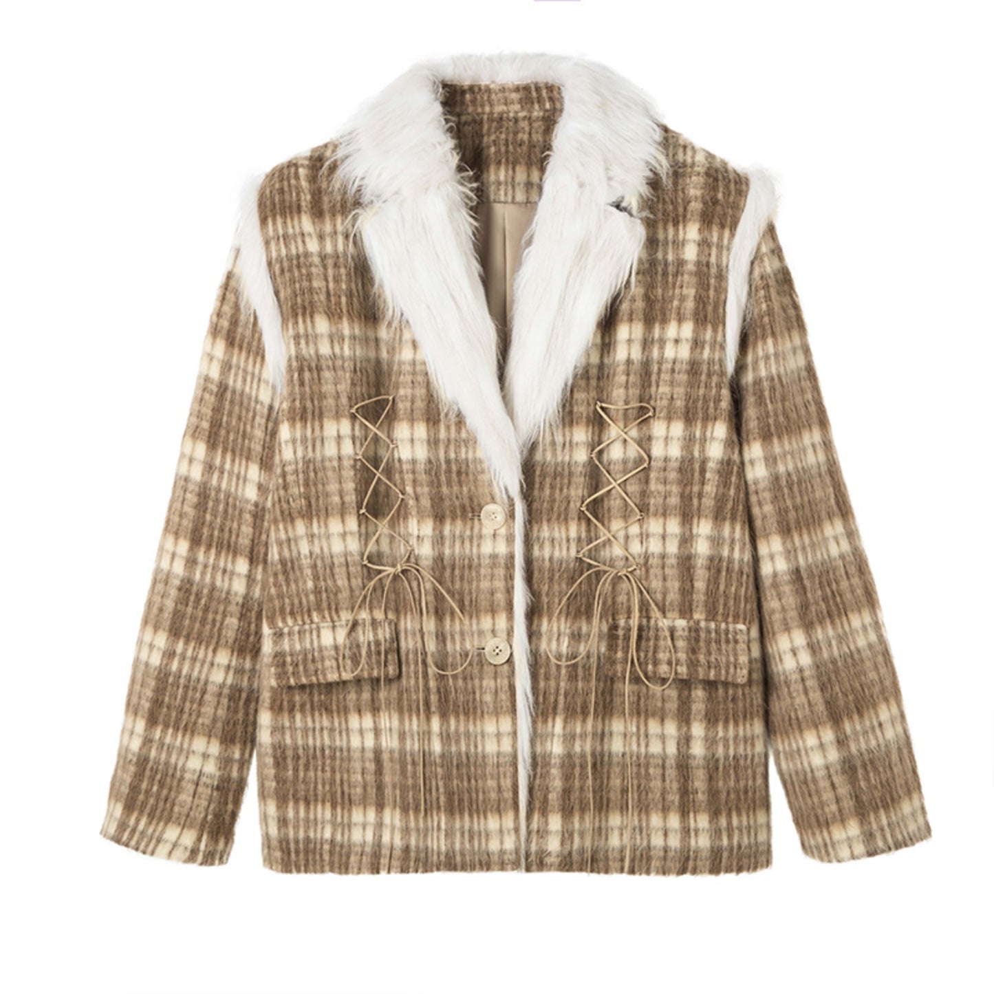 Plaid Tweed Loose Fit Jacket