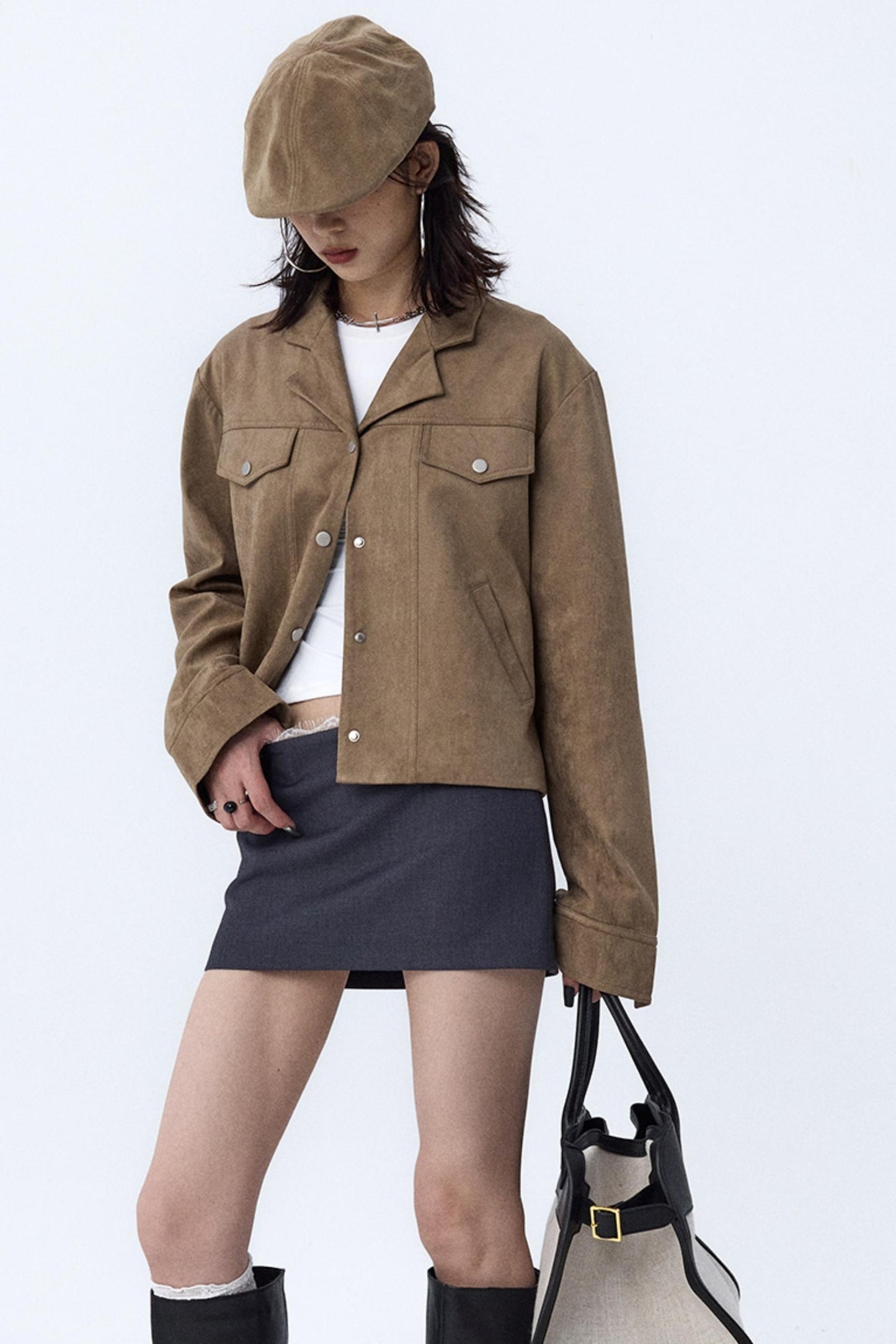 Sheepskin Cashmere Cargo Jacket