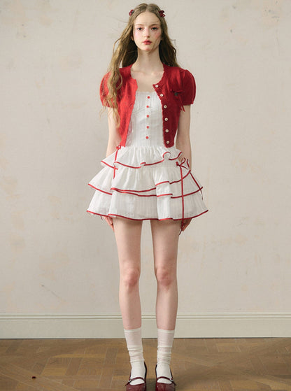 Cherry Red Jacquard Dress