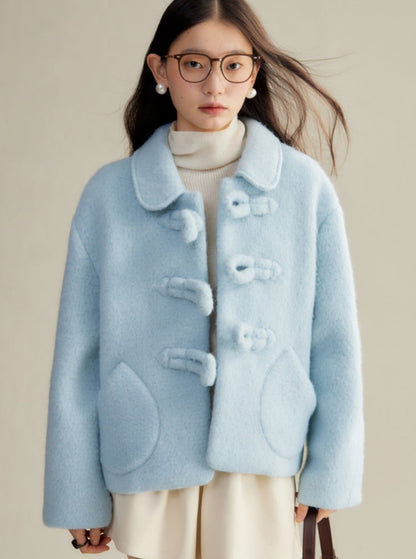 original design baby blue button coat