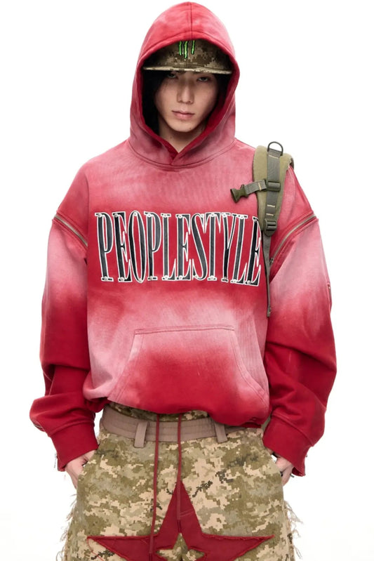 Red Distressed Baggy Hoodie