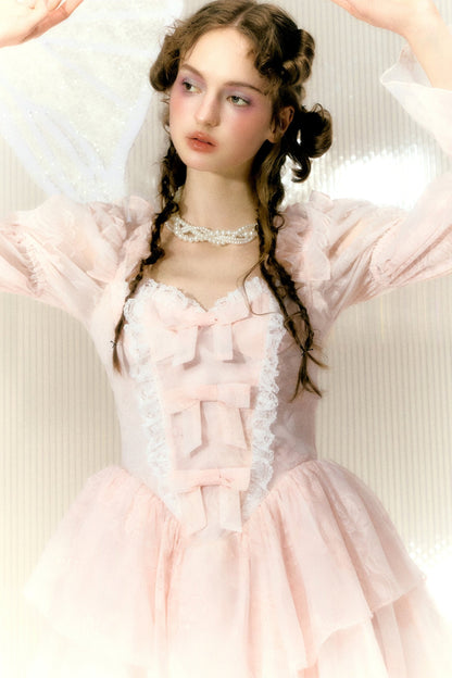 Rose Bow Long Sleeve Fairy Dress