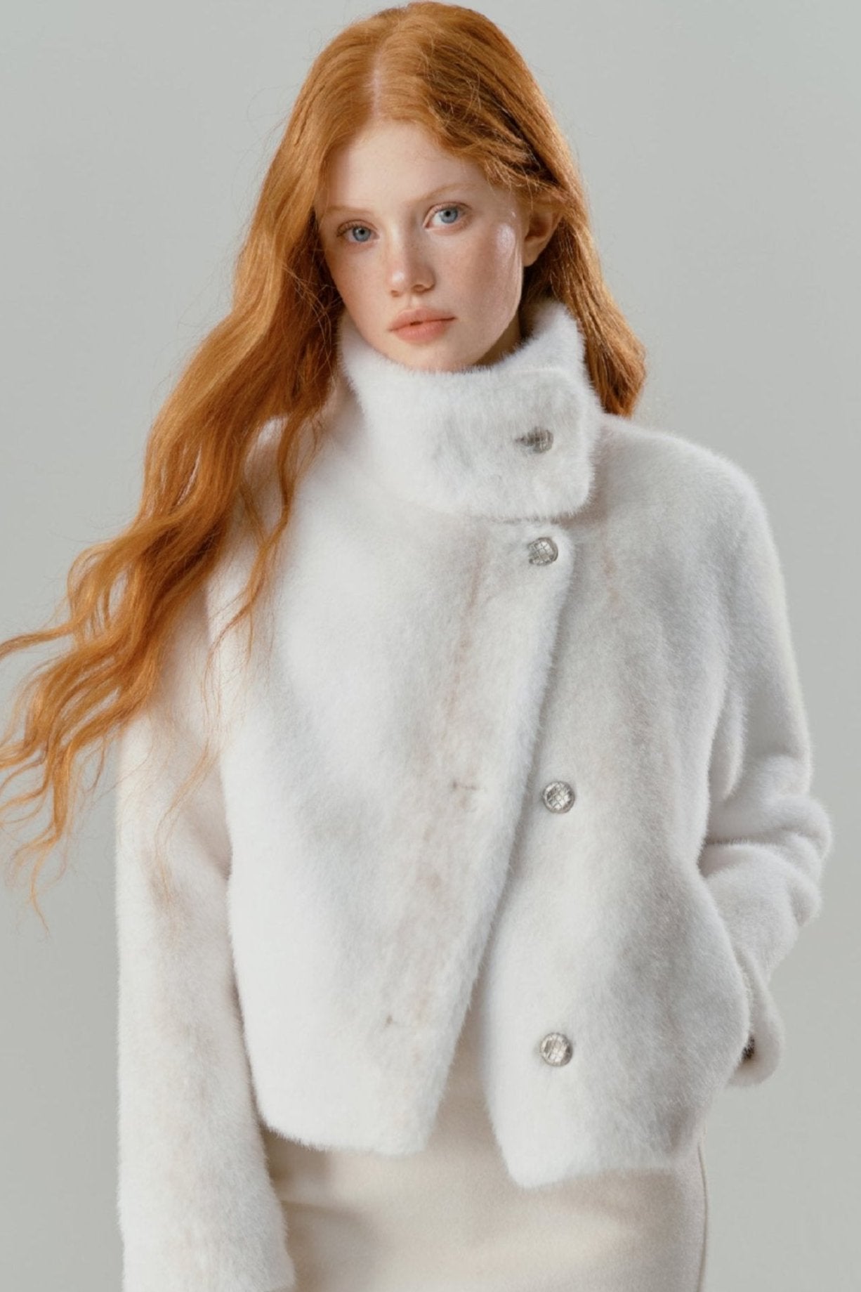 Furry Eco Friendly Mink Fur Coat