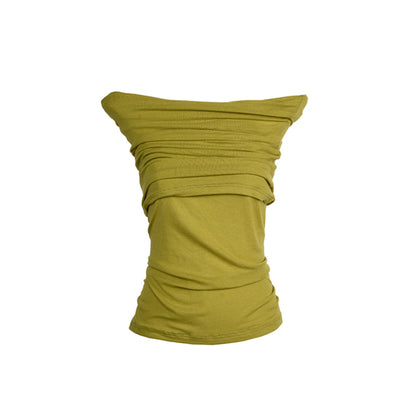 Green One-Shoulder Knit Top