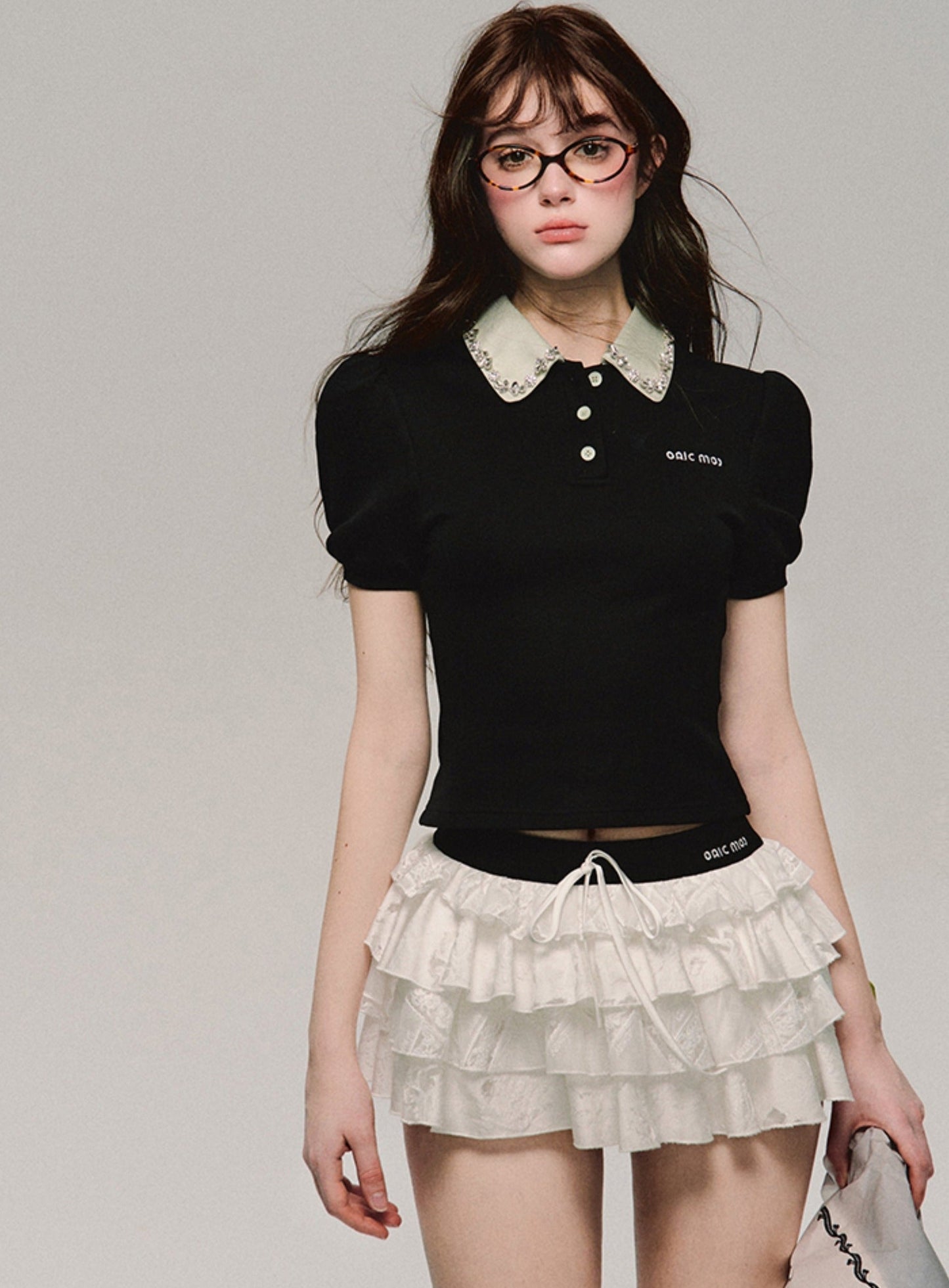 White Cake Puffy Embroidered Skirt