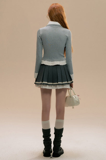 Gray Three-dimensional Girl Pleated Skirt