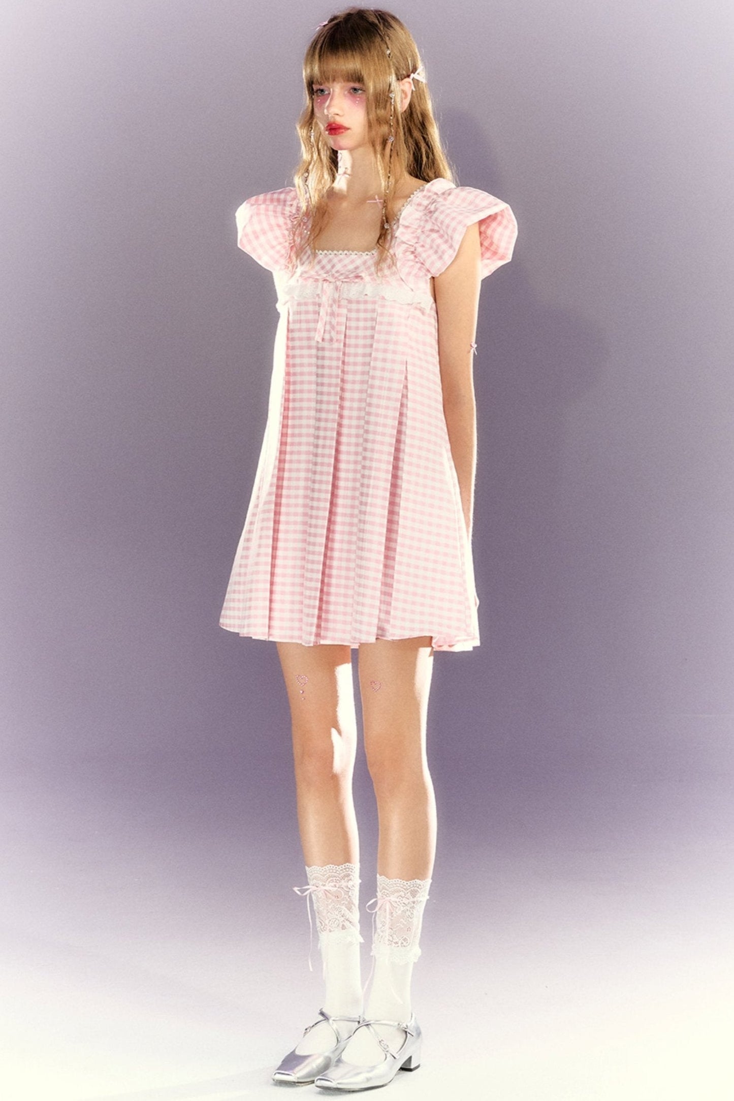 Girly Pink White Lace Doll Dress