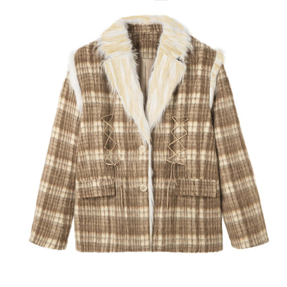 Plaid Tweed Loose Fit Jacket