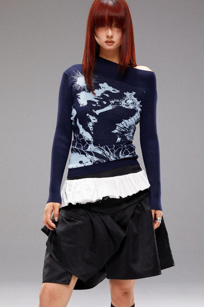 Seahorse Jacquard Knit Top