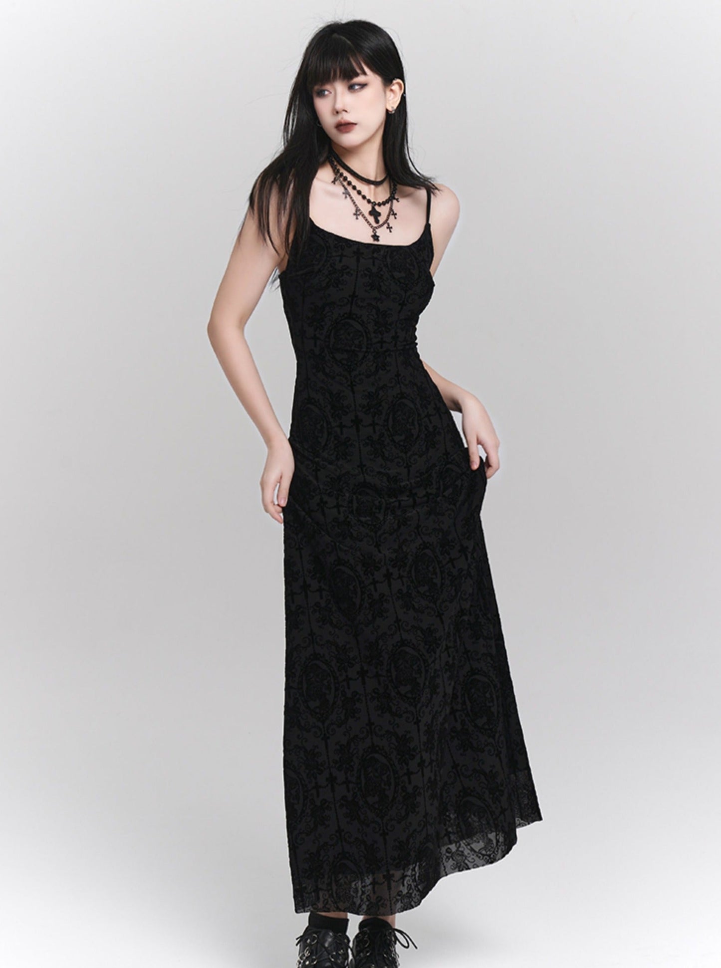 Black Retro Slip Dress