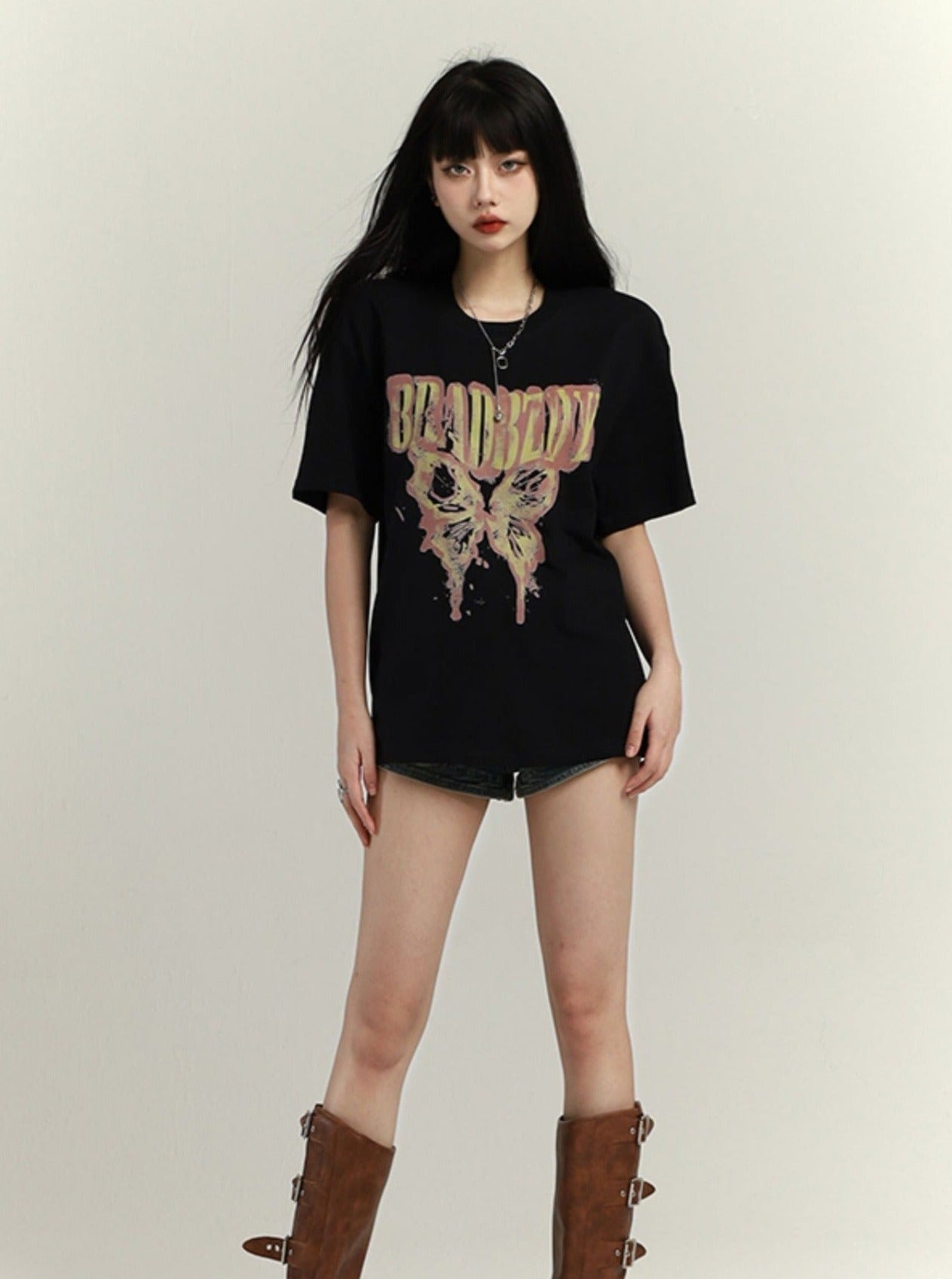 Loose Mid-length Bottoms T-Shirt