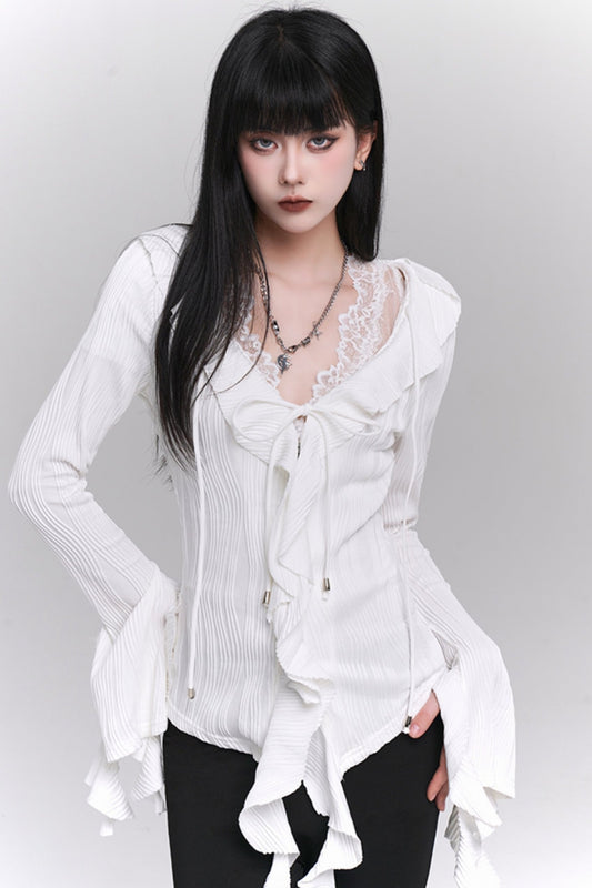 Ghost Girl Korean White Shirt Design Top