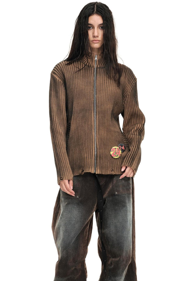 Two-Tone Punk Wool Cardigan