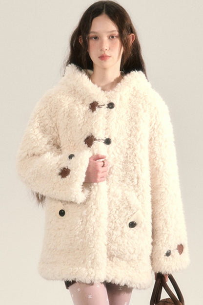 Lamb Roll Fur Hooded Jacket