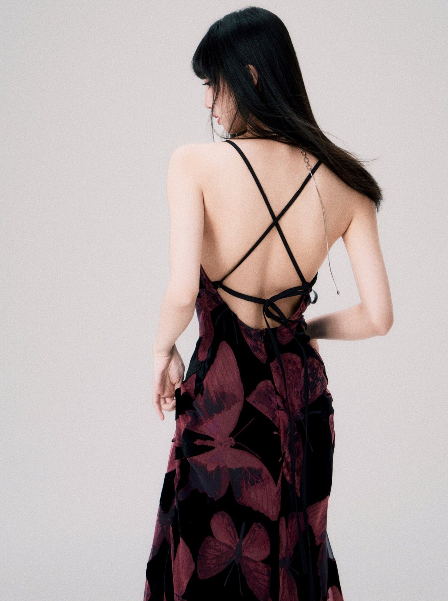 Velvet Butterfly Slip Dress