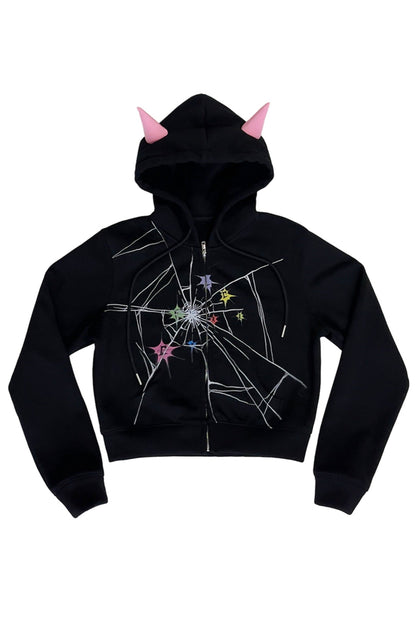 Crackled Graphic Short Sweatshirt