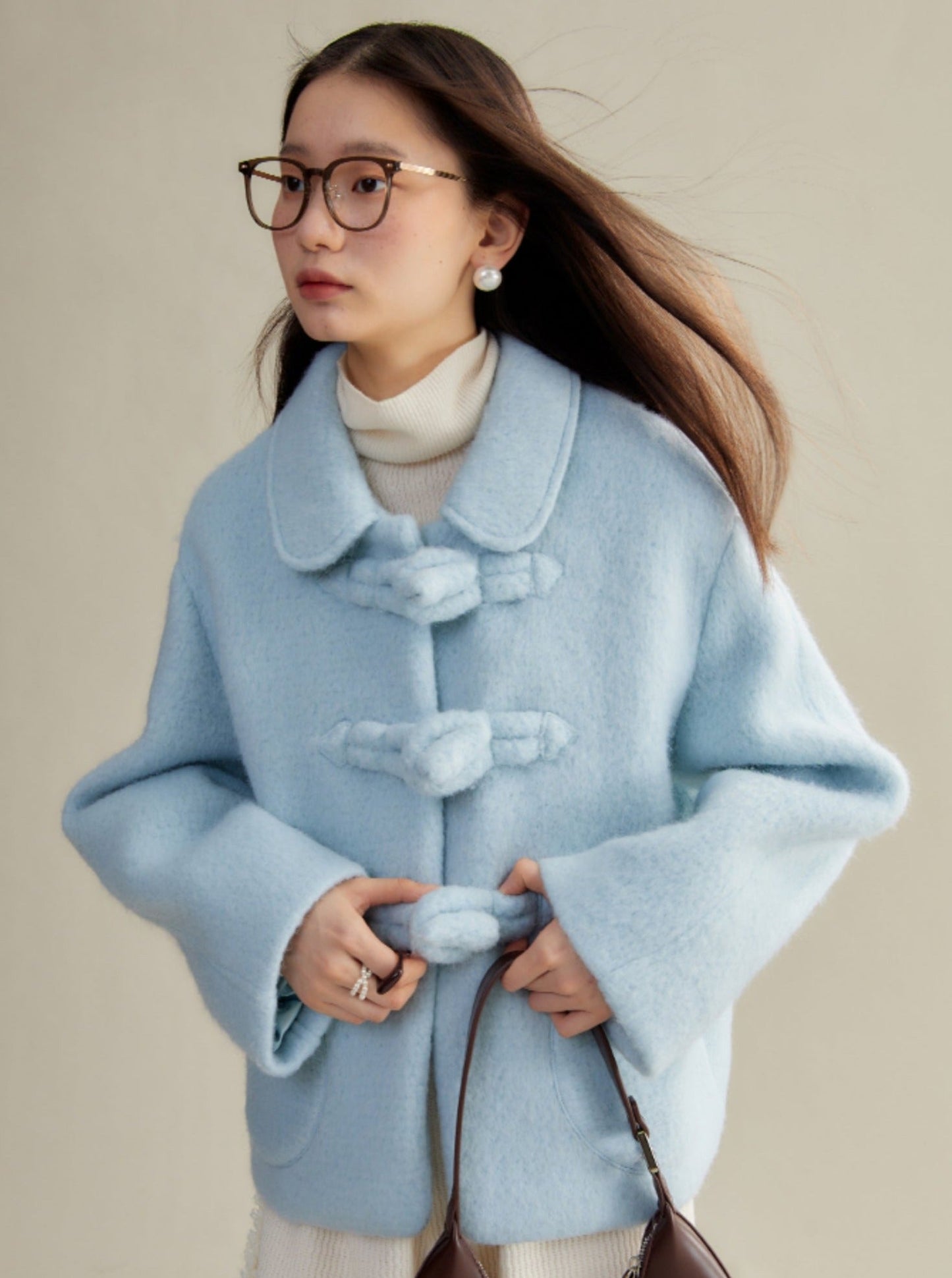 original design baby blue button coat