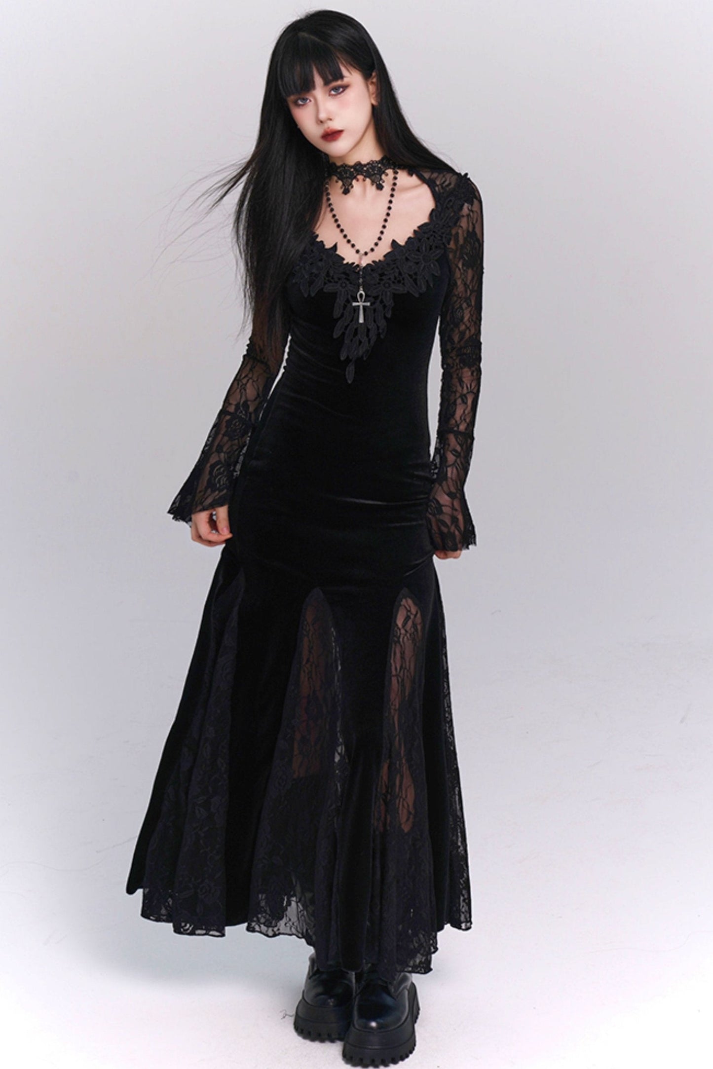 Ghost Girl Velvet Halloween Dress