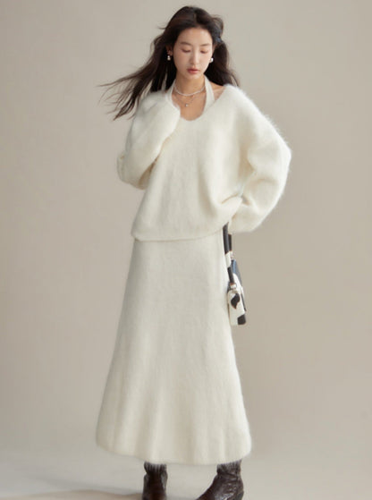 pullover sweater halterneck dress set