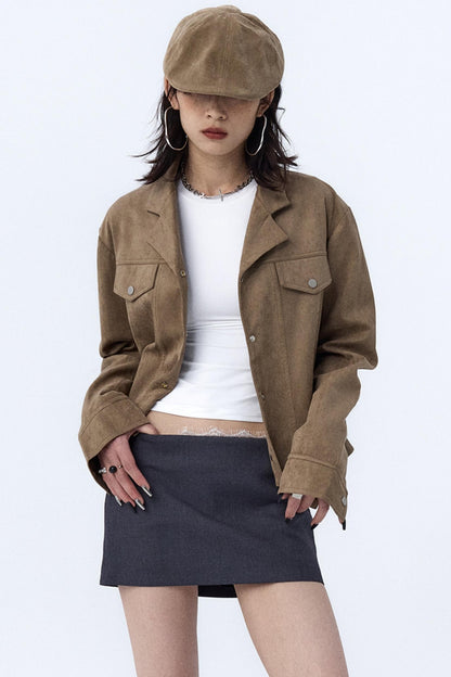 Sheepskin Cashmere Cargo Jacket