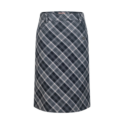 Simple Straight Check Skirt