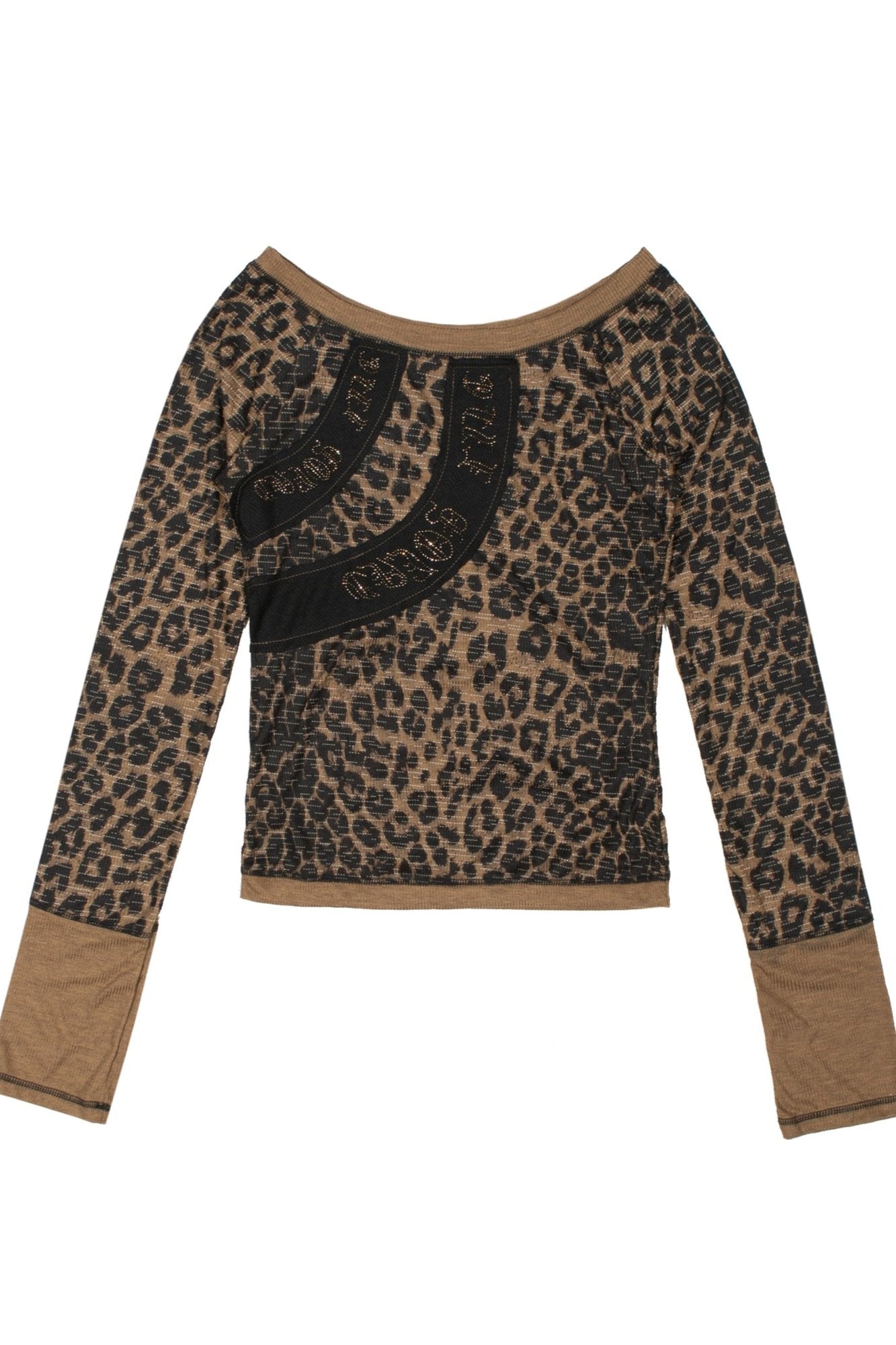 Slim Fit Gespaltenes Leopardenoberteil 