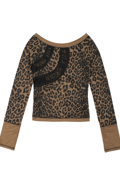 Slim Fit Spliced Leopard Top