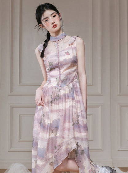 Rose Butterfly Print Dress