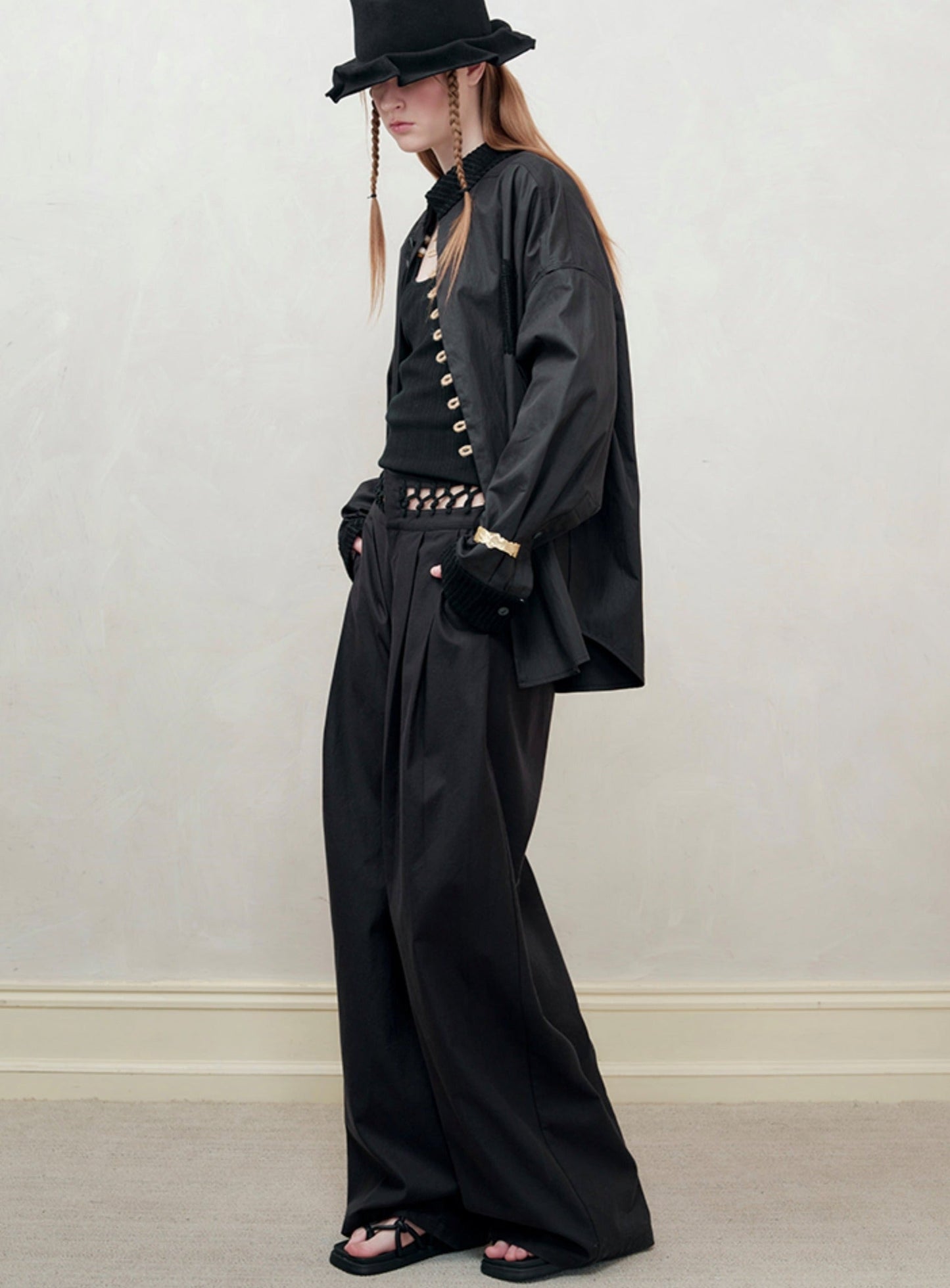 Blowing Shadow Wide-Leg Cut-Out Trousers