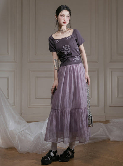 Transparent Streamer Tulle Skirt