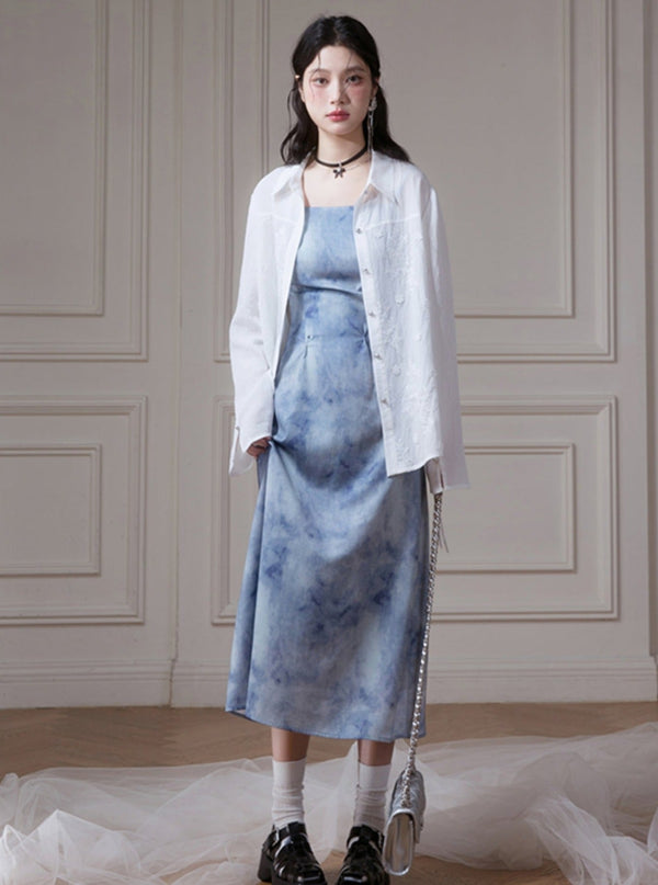 Sheer Gauze Top And Dress Set-Up