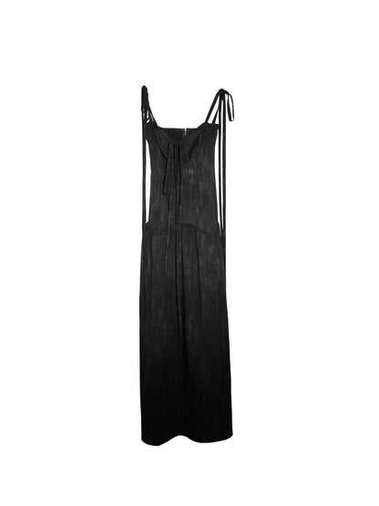 Dark Elegant Hollow Tie Maxi Dress