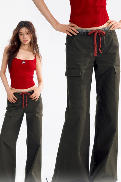 Mesh Stitched Loose Cargo Pants