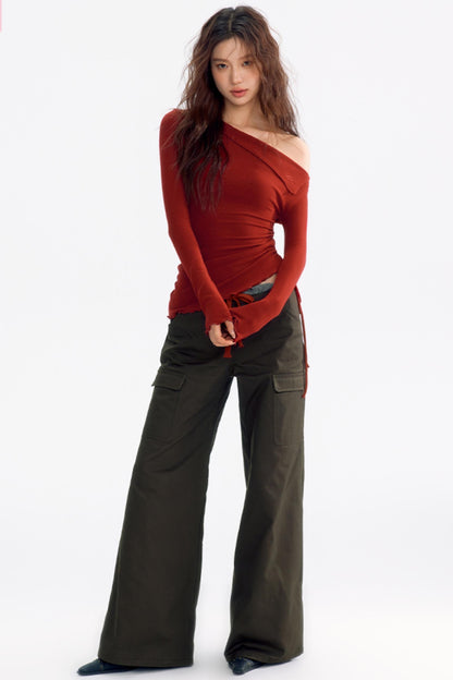 Mesh Stitched Loose Cargo Pants