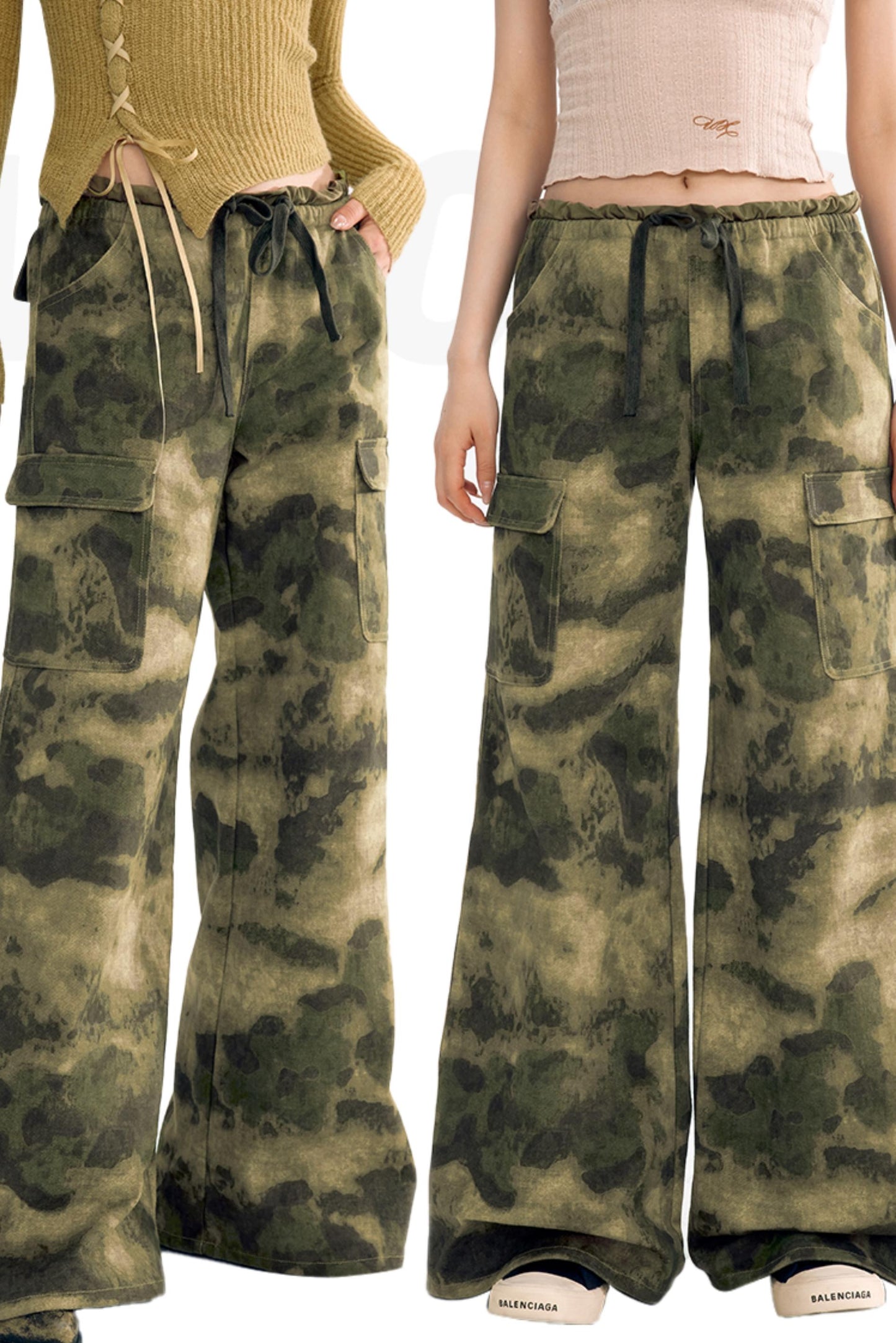 Mesh Stitched Loose Cargo Pants