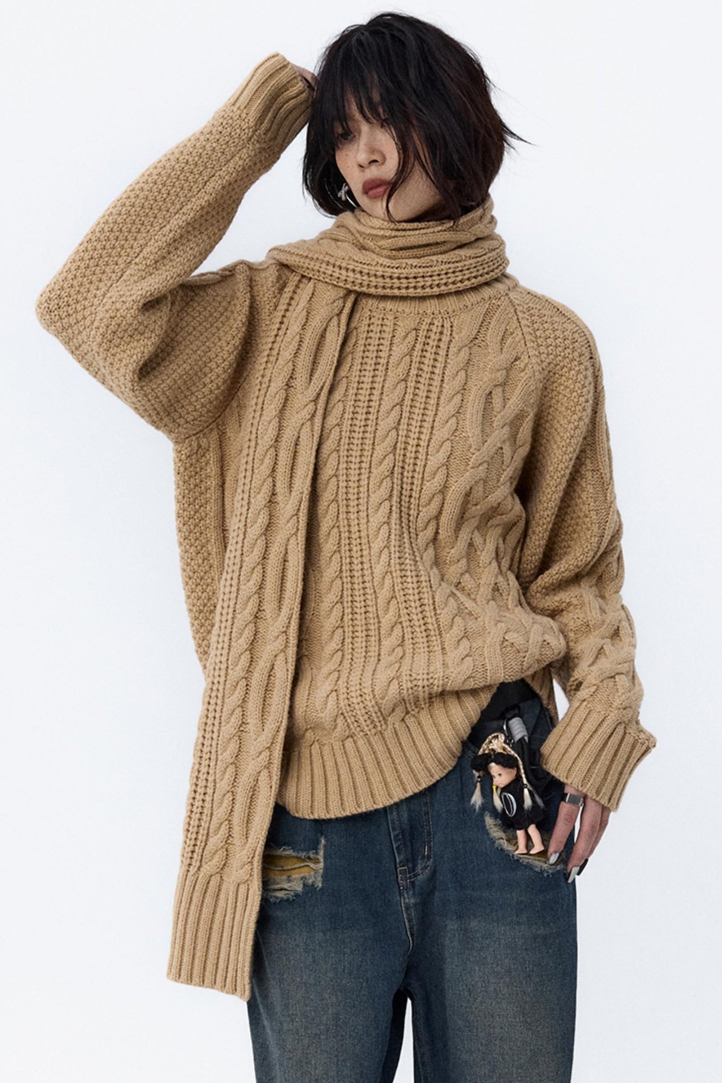 Vintage Cable Crew Neck Sweater Set