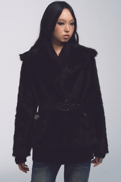 Large Lapel Fur Coat