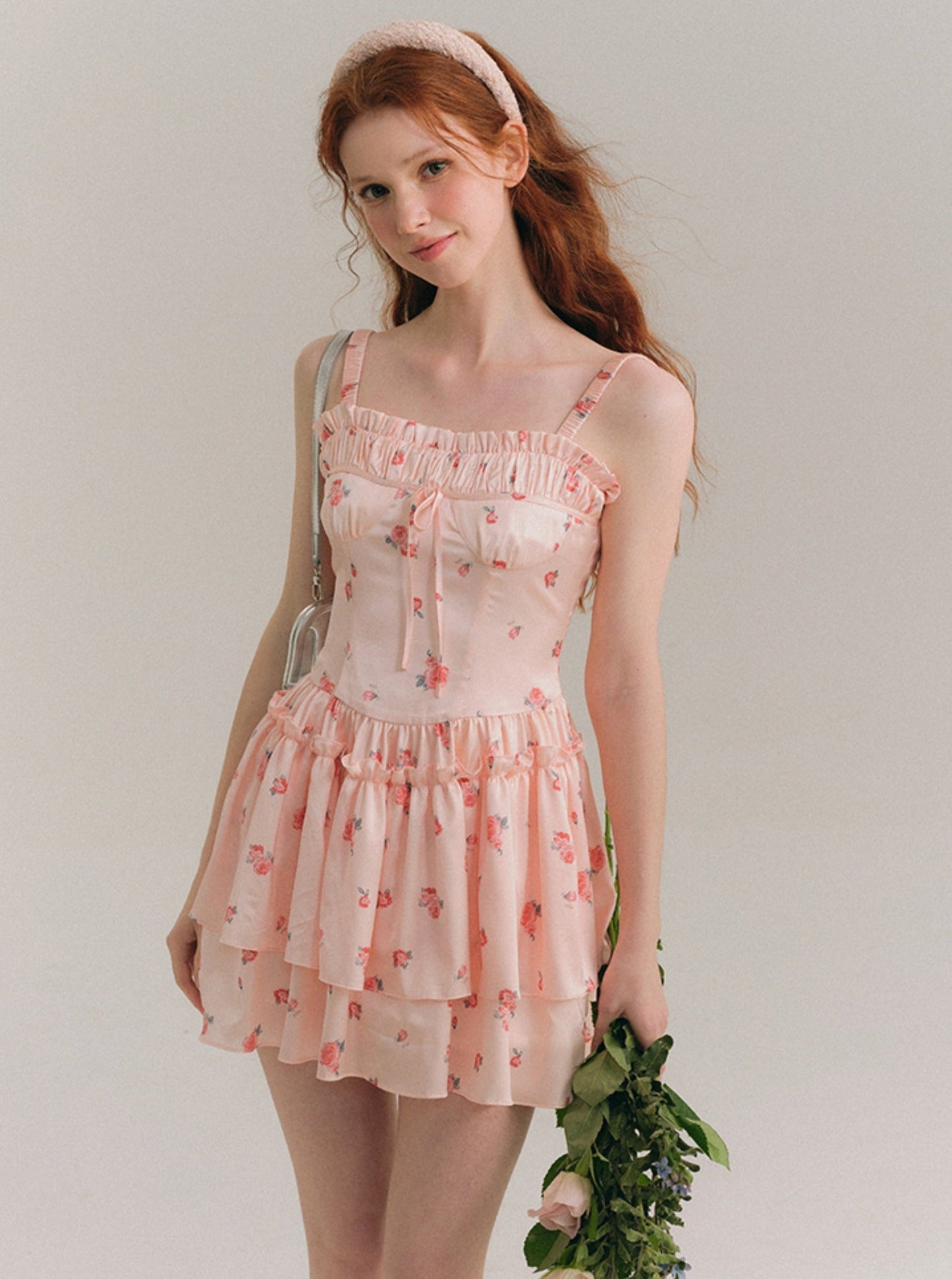 Blush Satin Suspender Dress