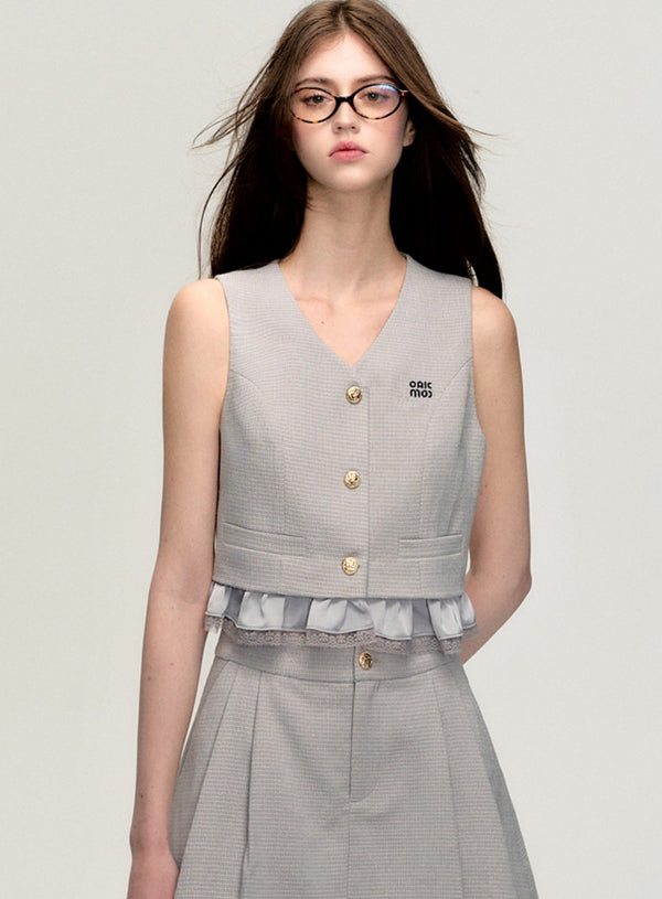 Press-Pleated Vest & Skirt Set-Up