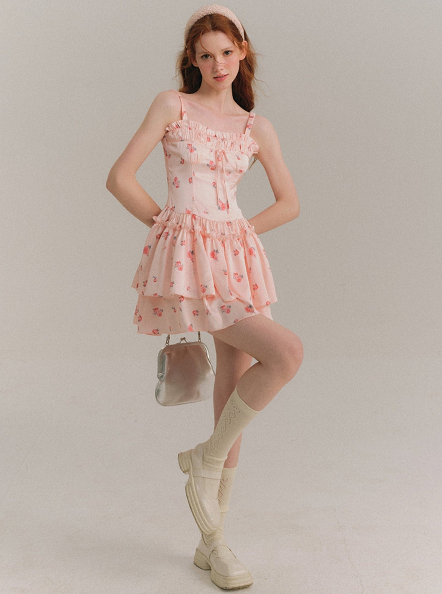 Blush Satin Suspender Dress