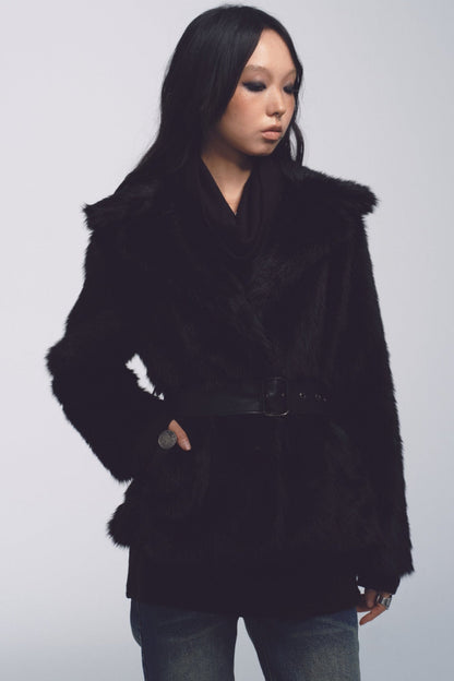 Large Lapel Fur Coat