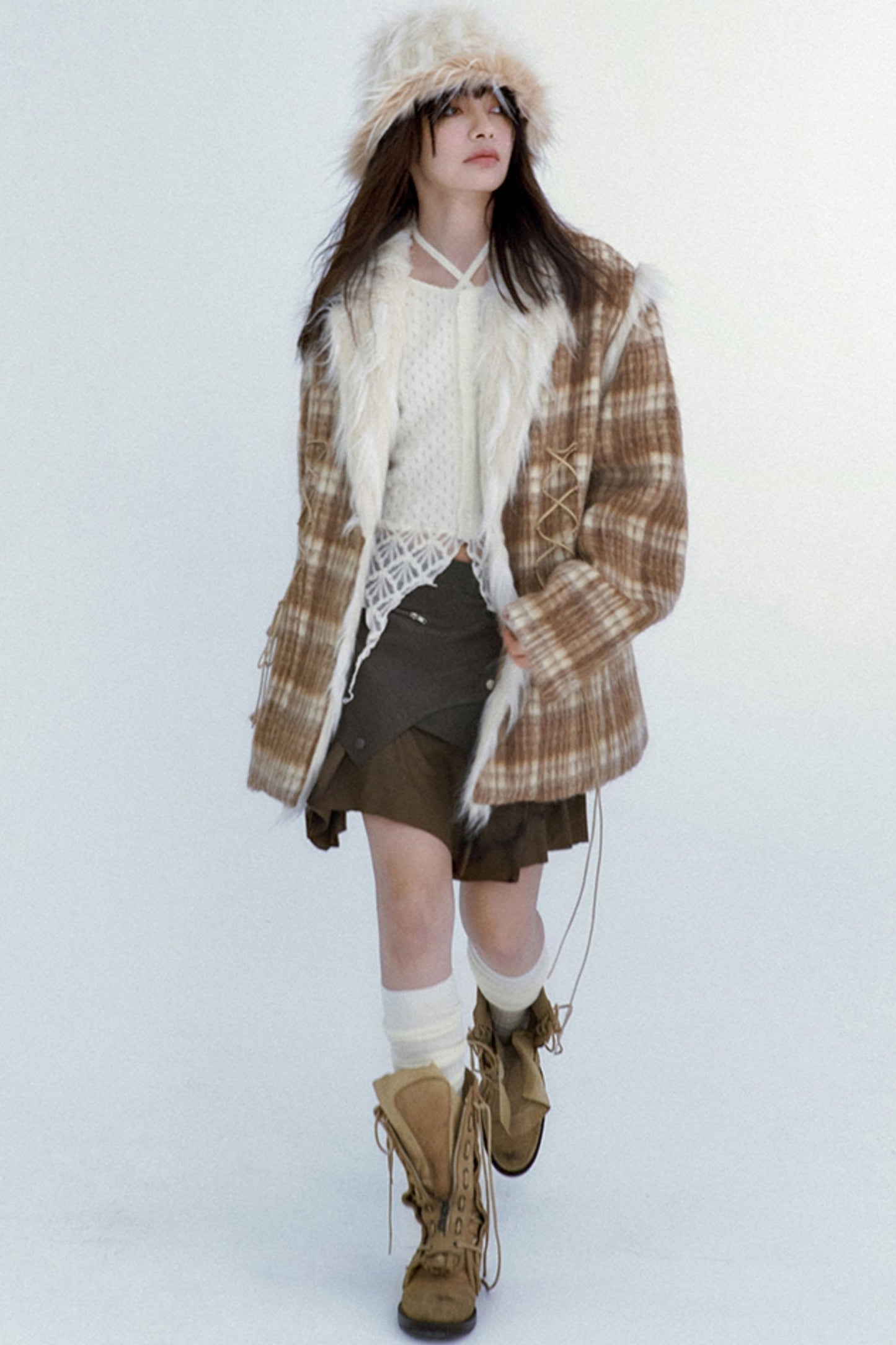 Plaid Tweed Loose Fit Jacket